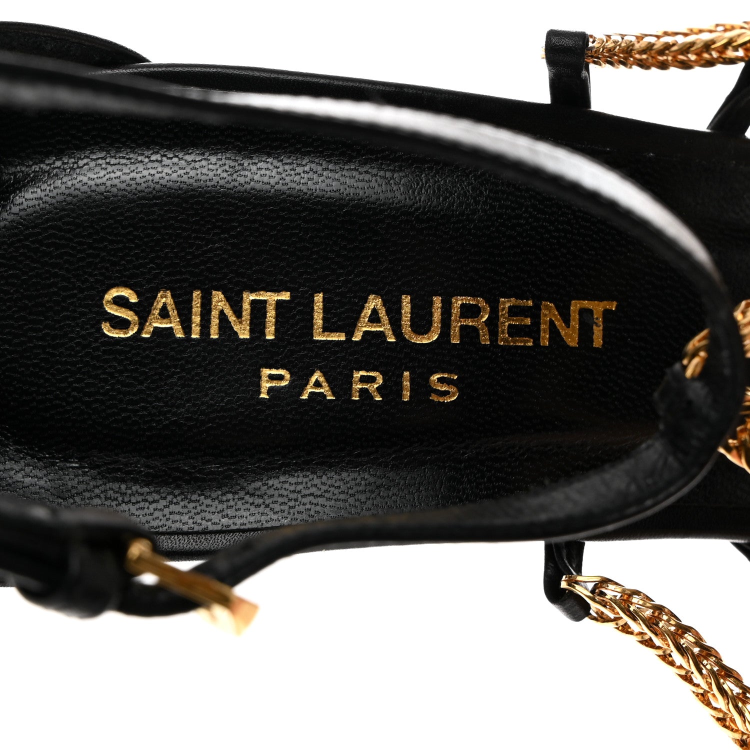 Saint Laurent Seta Calfskin Chain Sandals 38 Black 6 of 9