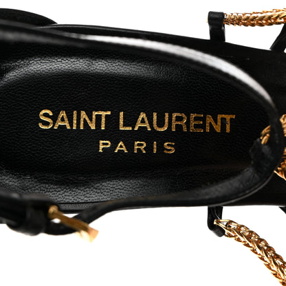 Saint Laurent Seta Calfskin Chain Sandals 38 Black 6 of 9