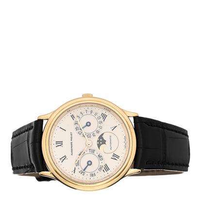 Audemars Piguet 18K Yellow Gold Alligator 33mm Day-Date Moonphase Automatic Watch White 25589 2 of 4