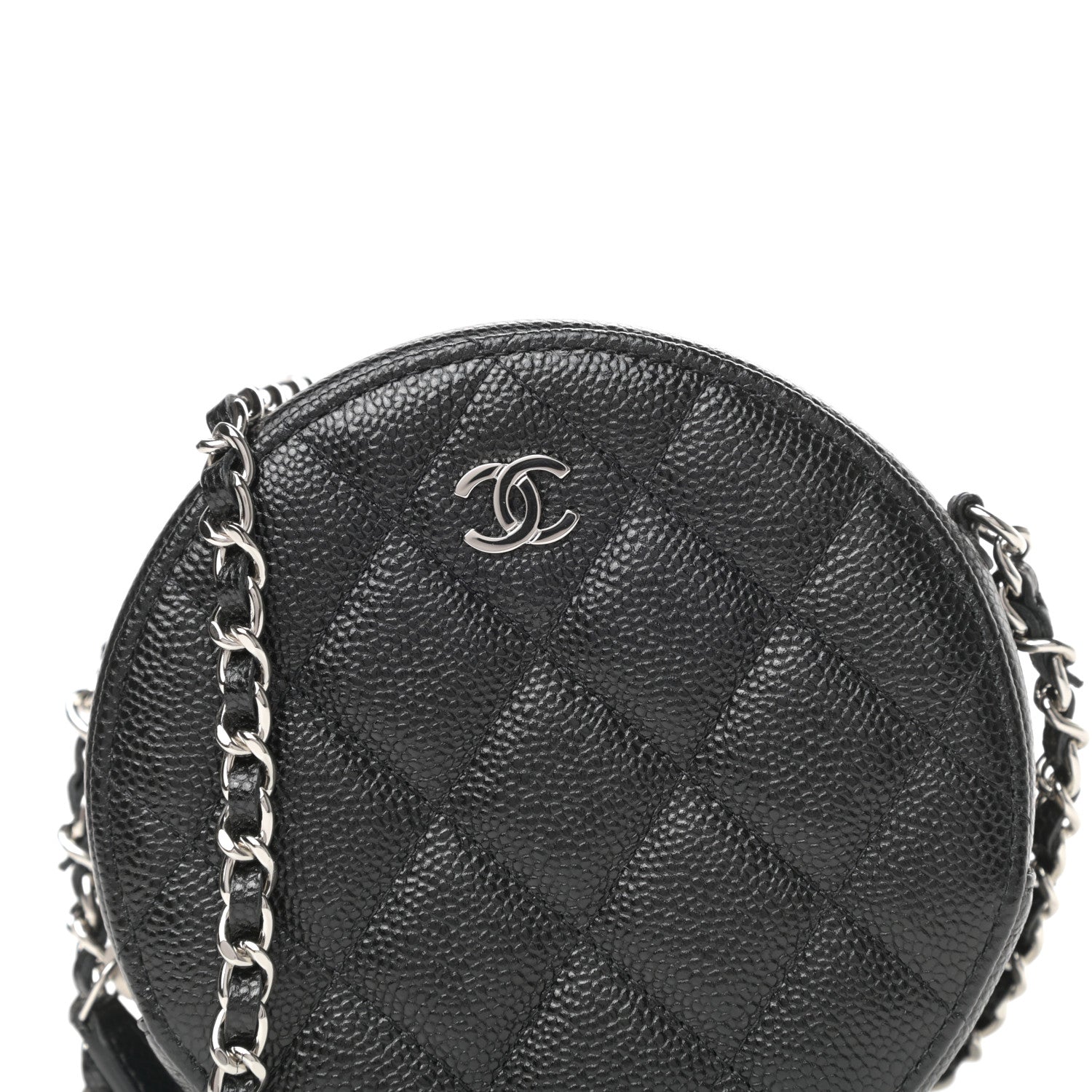 Chanel Caviar Quilted Round Clutch With Chain Black 8 of 11
