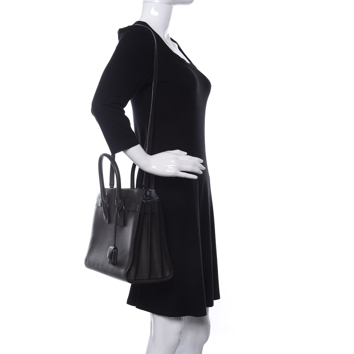 Grained Calfskin Small Sac De Jour Coal
