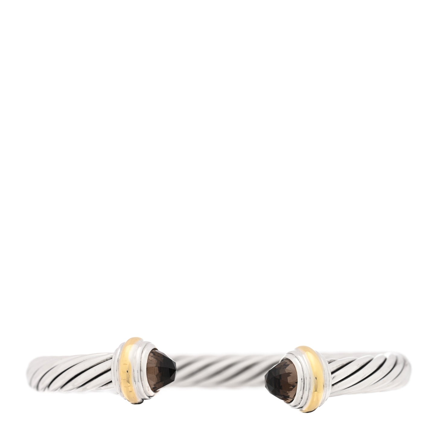 Sterling Silver 18K Yellow Gold Smoky Quartz 7mm Cable Classics Bracelet