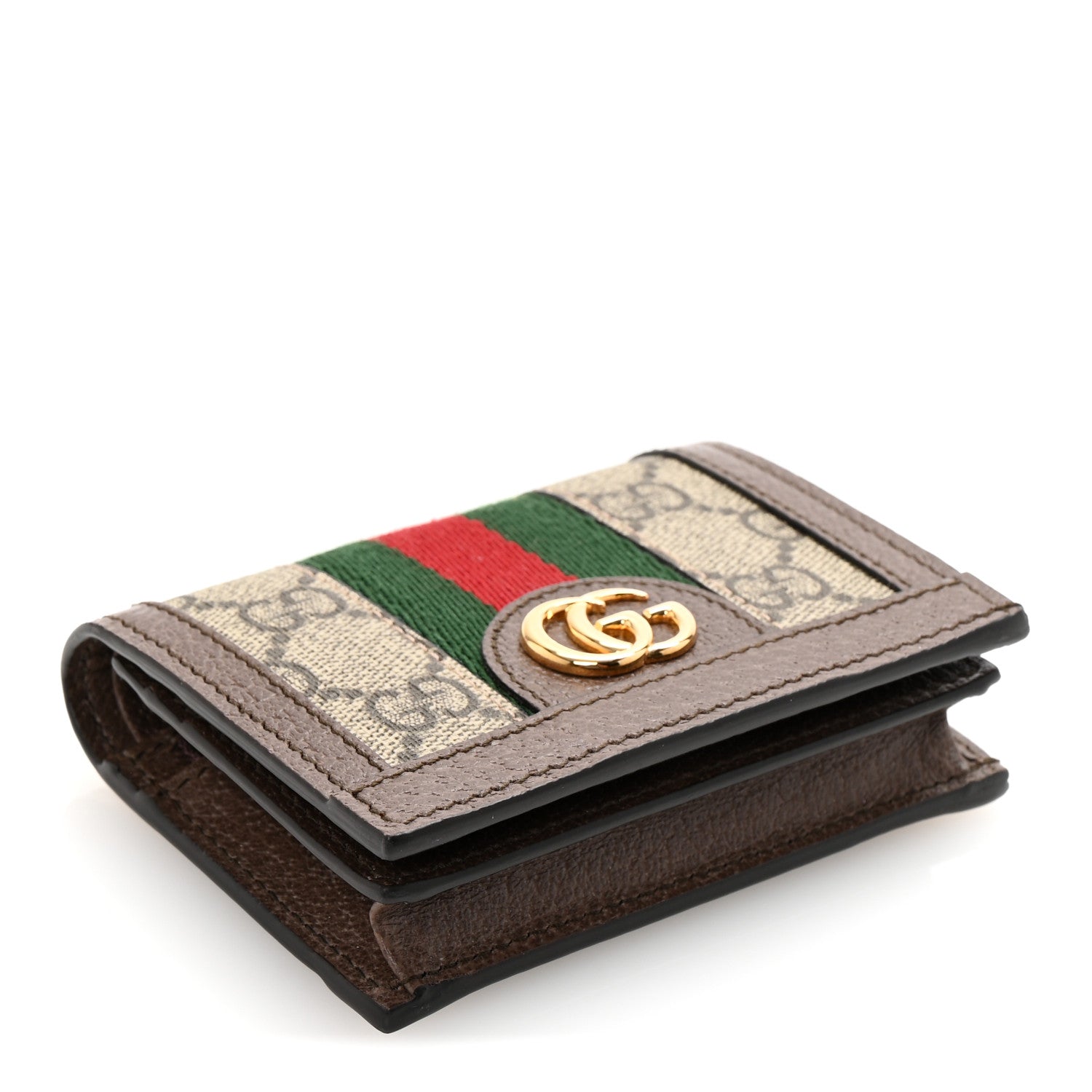 Gucci GG Supreme Monogram Textured Dollar Calfskin Web Ophidia Card Case Beige New Acero 4 of 8