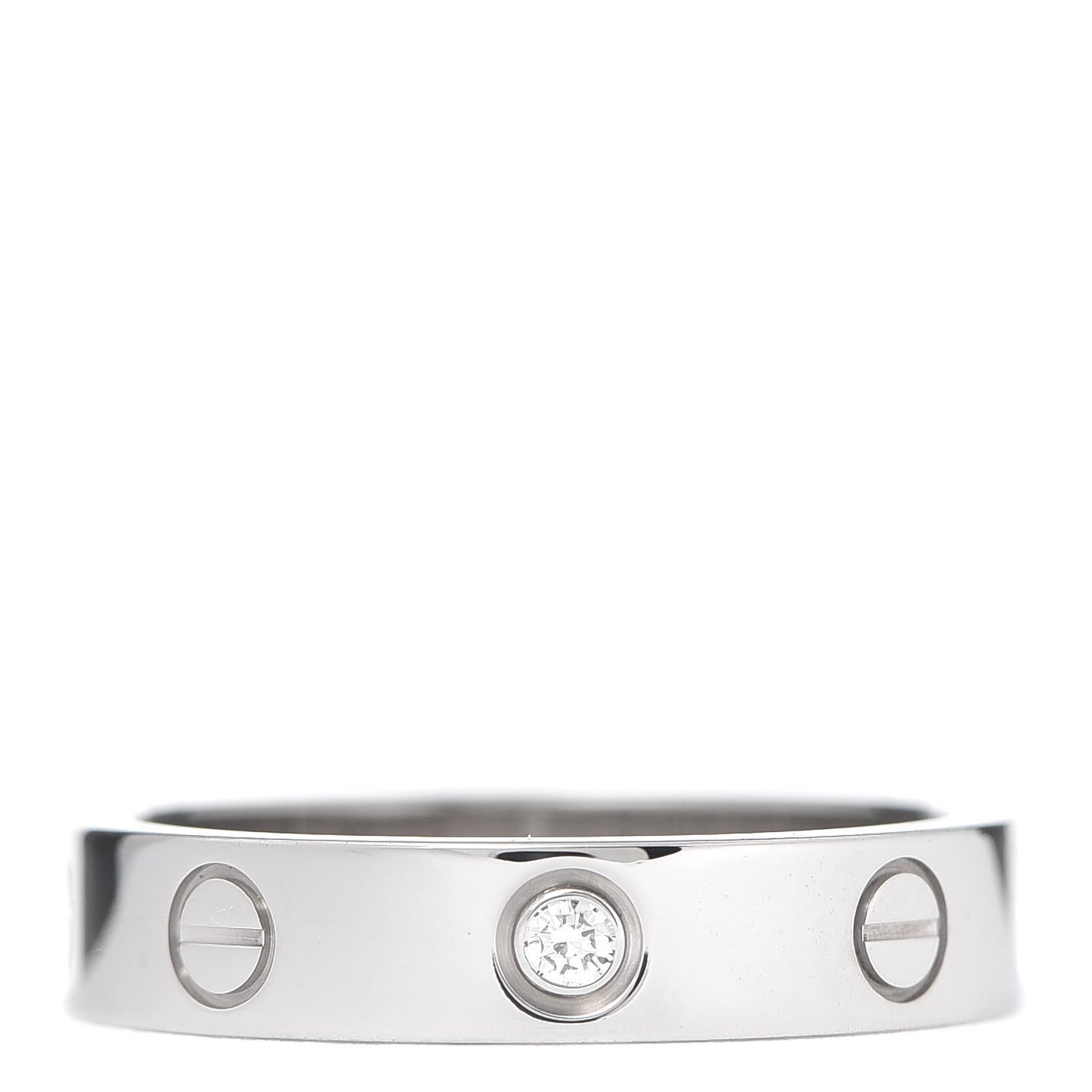 18K White Gold Diamond 4mm LOVE Wedding Band Ring 52 6