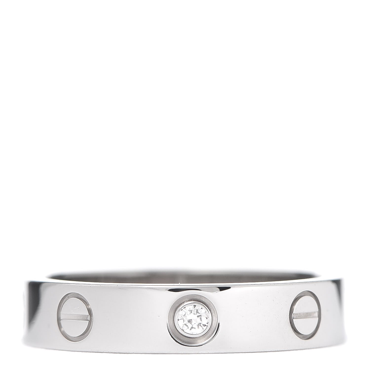 Cartier 18K White Gold Diamond 4mm LOVE Wedding Band Ring 52 6 1 of 6