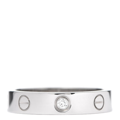 Cartier 18K White Gold Diamond 4mm LOVE Wedding Band Ring 52 6 1 of 6