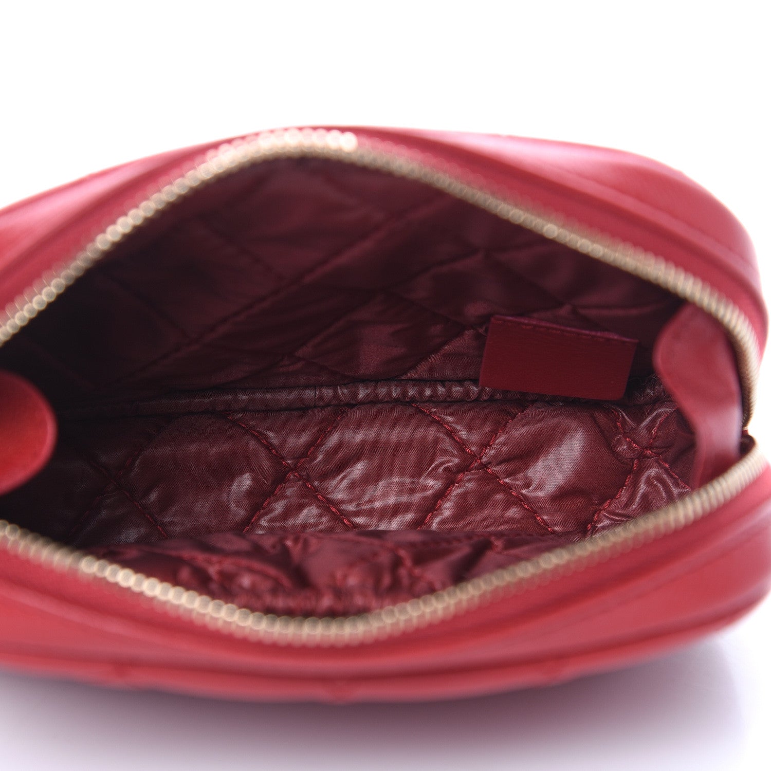 Chanel Caviar Quilted Small Curvy Pouch Cosmetic Case Dark Red 5 of 10