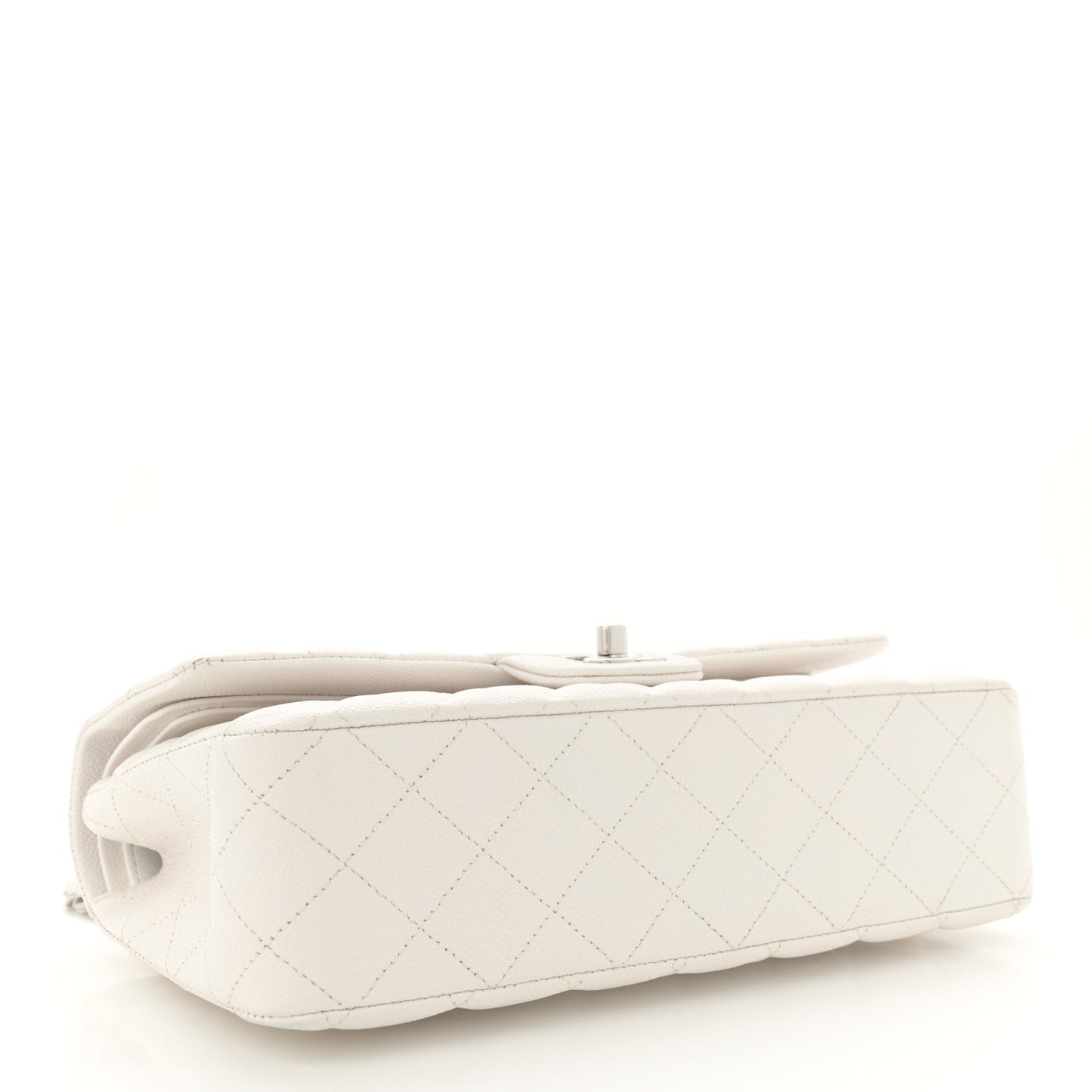 Caviar Quilted Medium Double Flap White