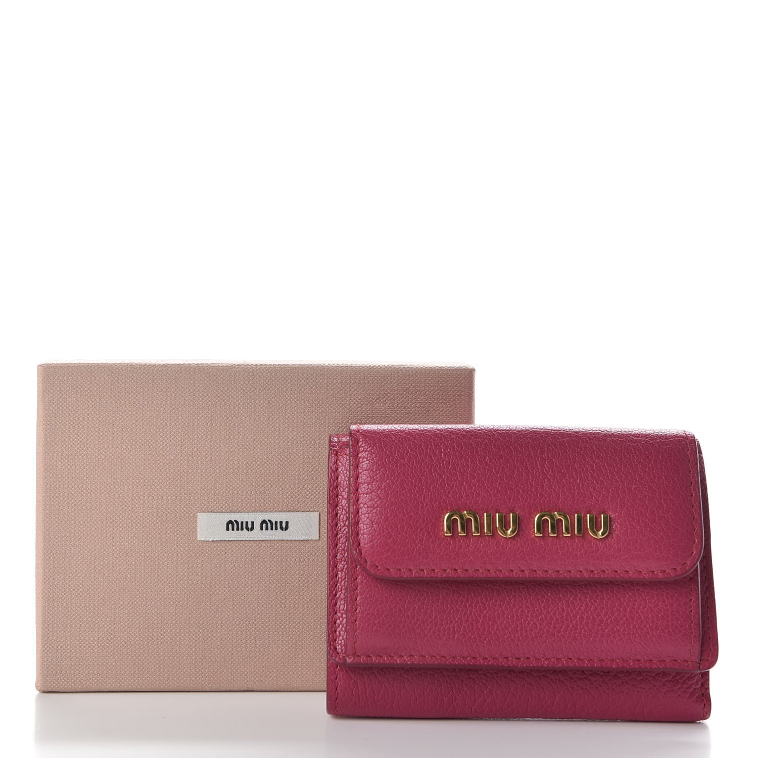 Miu Miu Goatskin Madras Flap Wallet Peonia 7 of 7