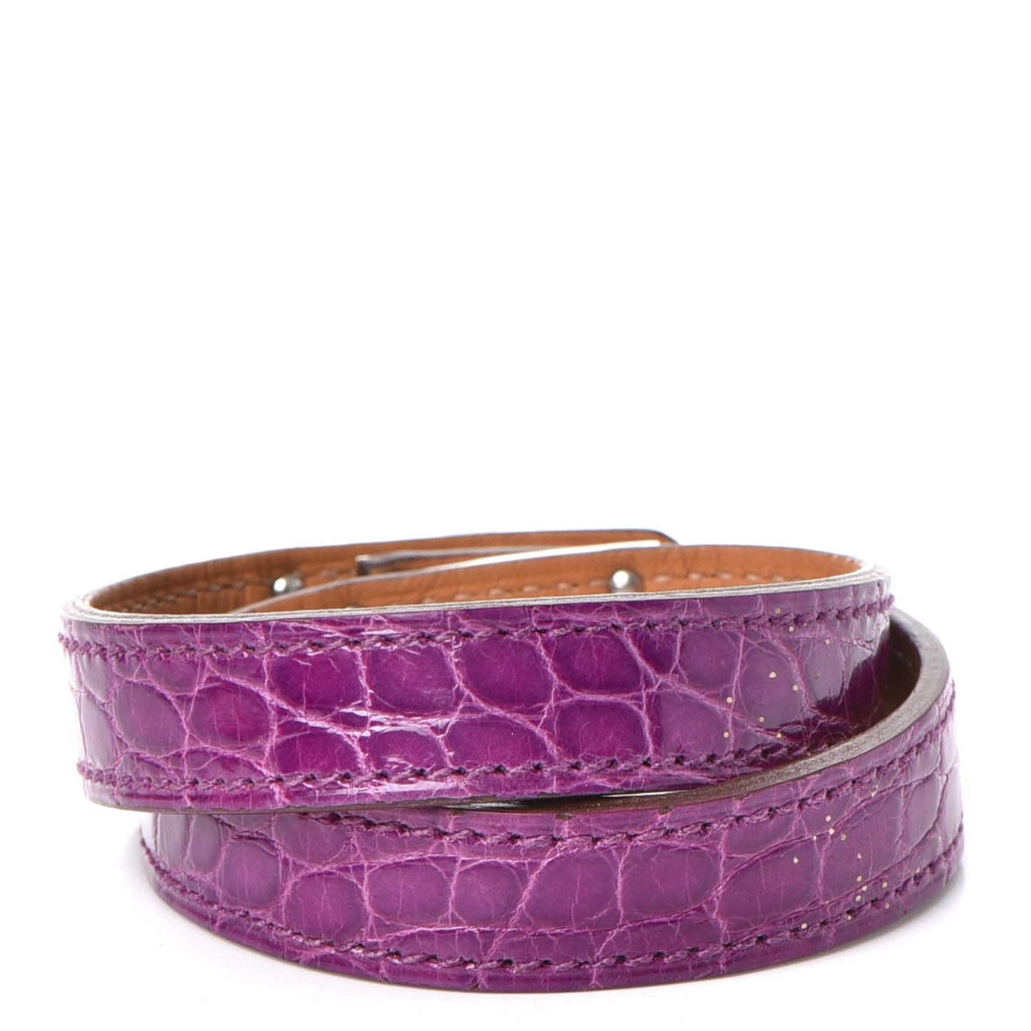 Shiny Alligator Kelly Double Tour Bracelet S Violet
