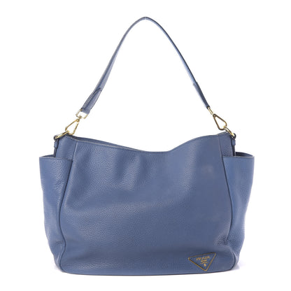 Prada Vitello Daino Double Pocket Hobo Cobalto 1 of 14