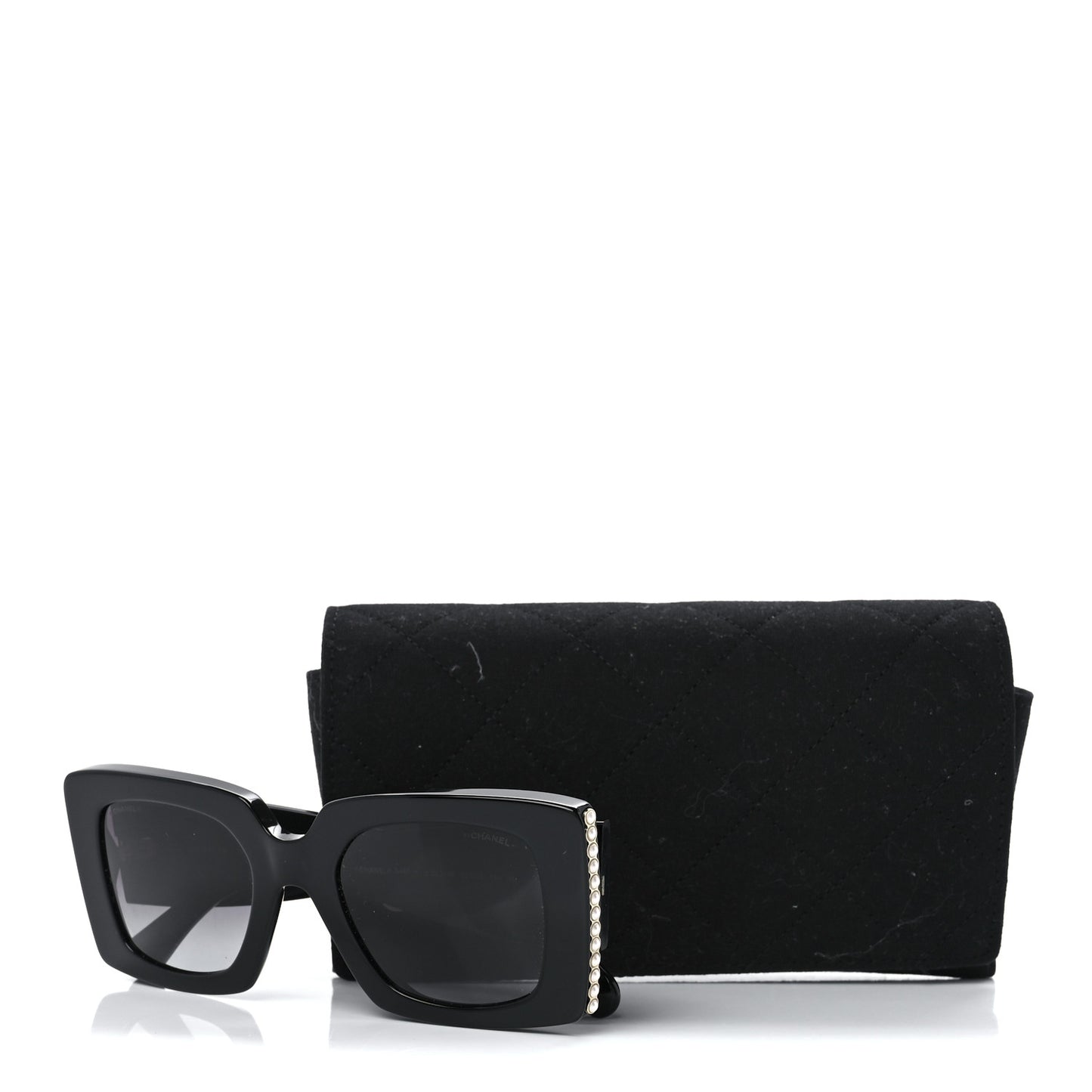 Acetate Pearl Rectangle Sunglasses 5480-H Black