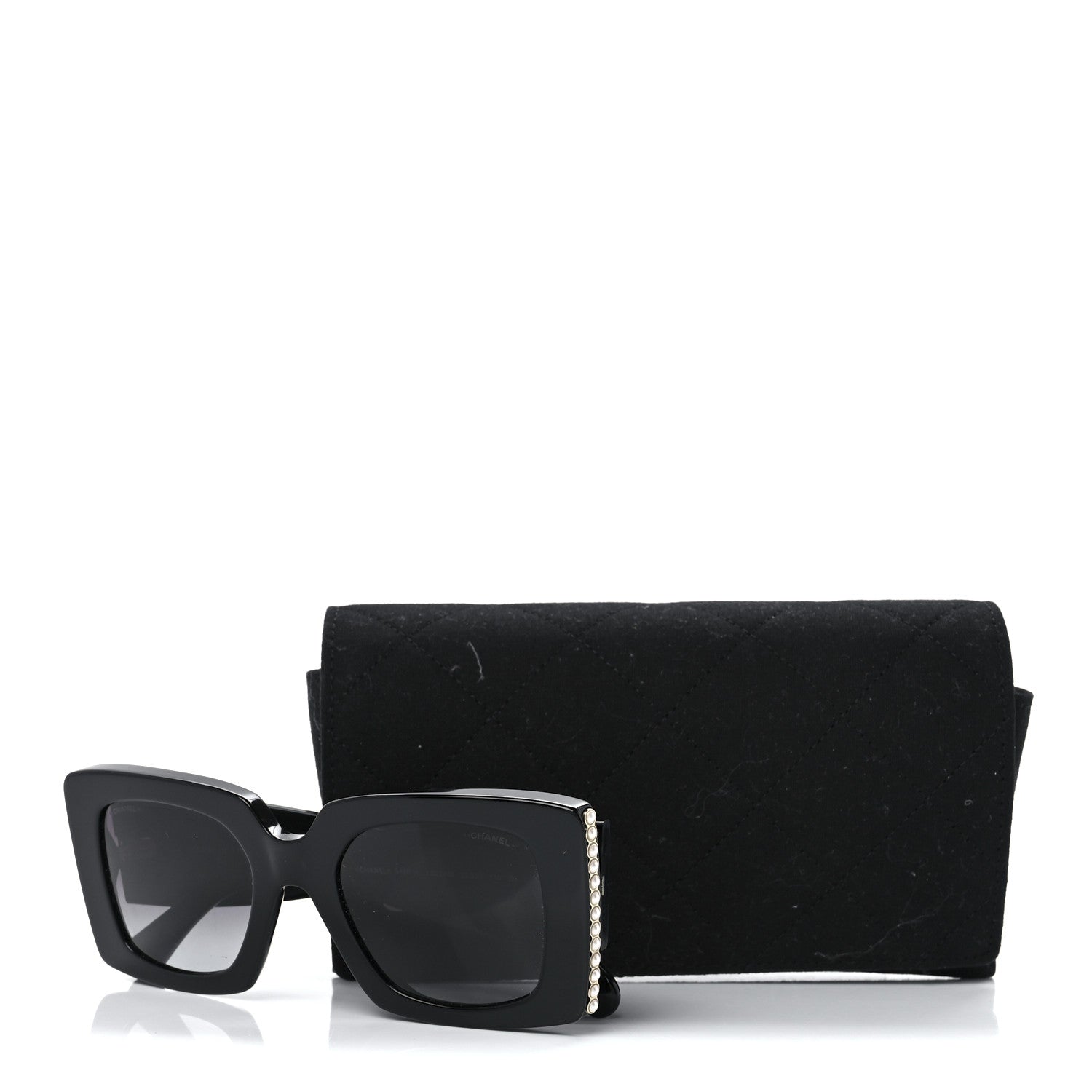 Chanel Acetate Pearl Rectangle Sunglasses 5480-H Black 8 of 8