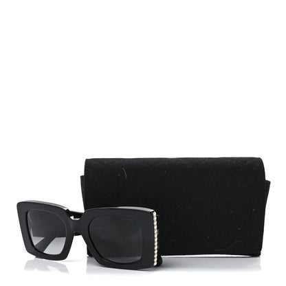 Chanel Acetate Pearl Rectangle Sunglasses 5480-H Black 8 of 8