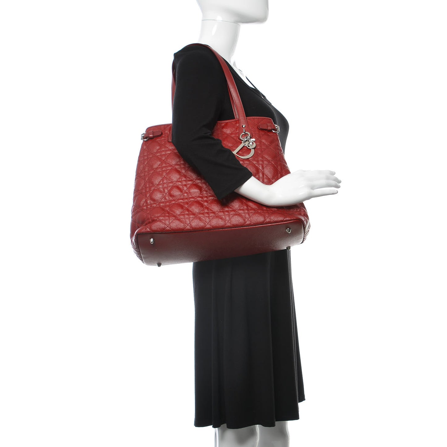 Coated Canvas Cannage Medium Panarea Tote Red