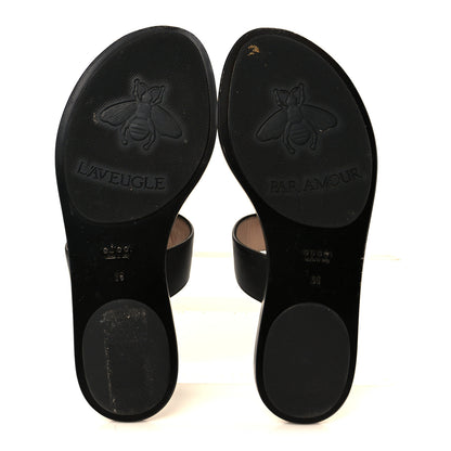 Gucci Calfskin GG Marmont Thong Sandals 36 Black 6 of 10