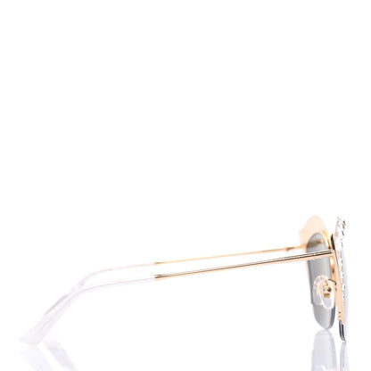 Gucci Metal Crystal Cat Eye Sunglasses GG00114S Gold 3 of 8