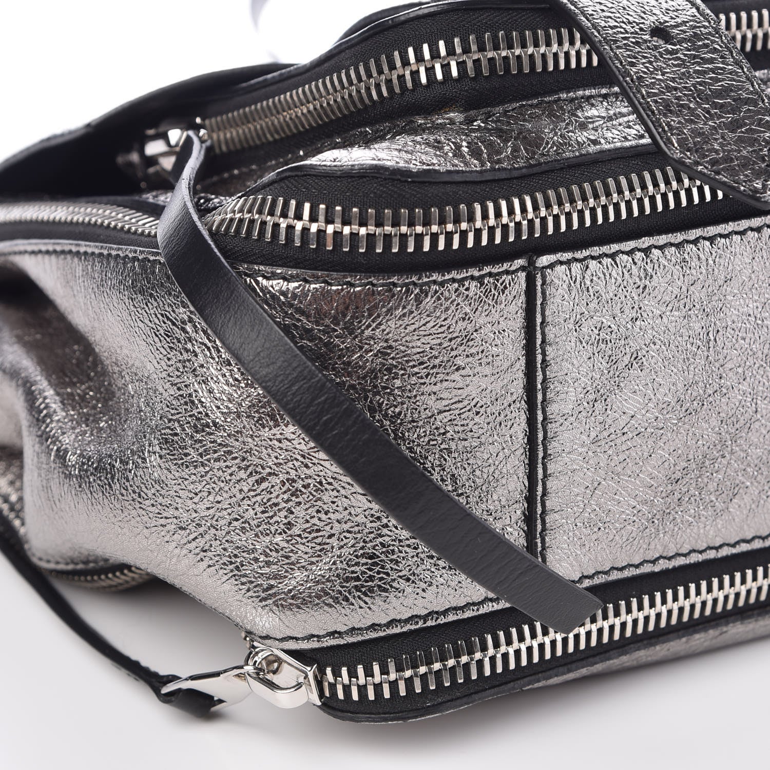 Proenza Schouler Metallic Paper Lambskin Medium PS1 Plus Zip Satchel Dark Silver 8 of 9