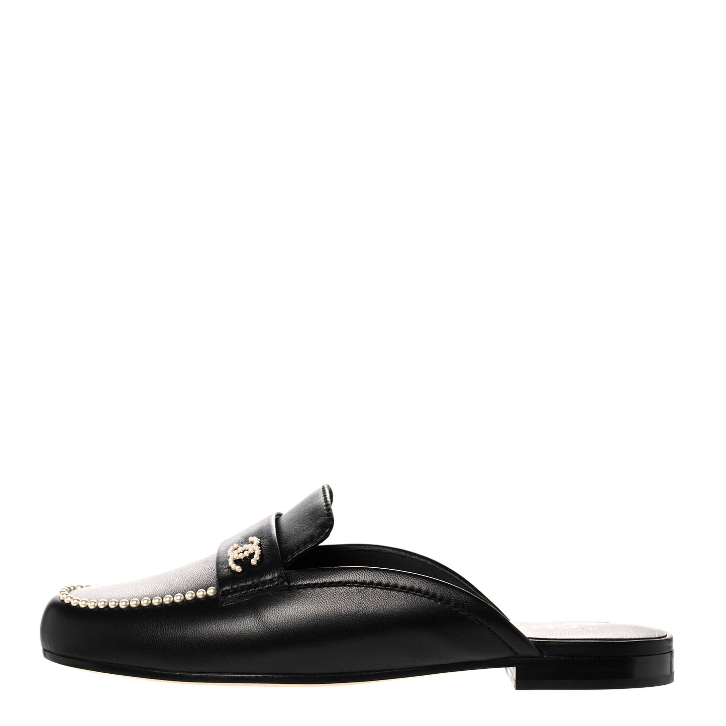 Lambskin Pearl CC Mules 38.5 Black
