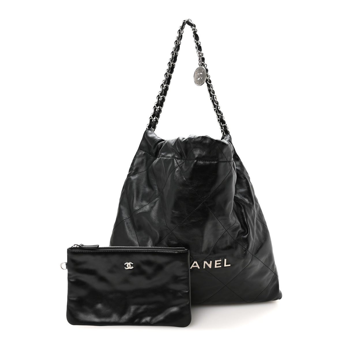 Chanel Shiny Calfskin Quilted Chanel 22 Black 3 of 12