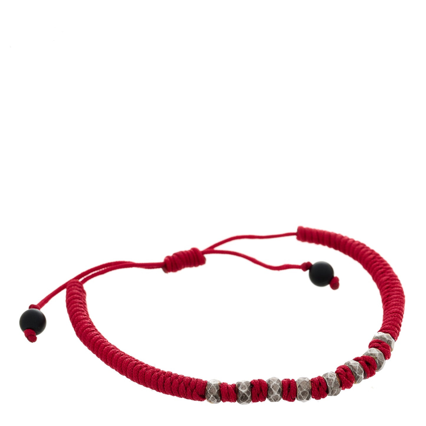 Sterling Silver Nylon Fortune Woven Bracelet Red