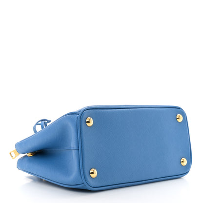Prada Saffiano Lux Mini Galleria Double Zip Tote Azzurro 4 of 10