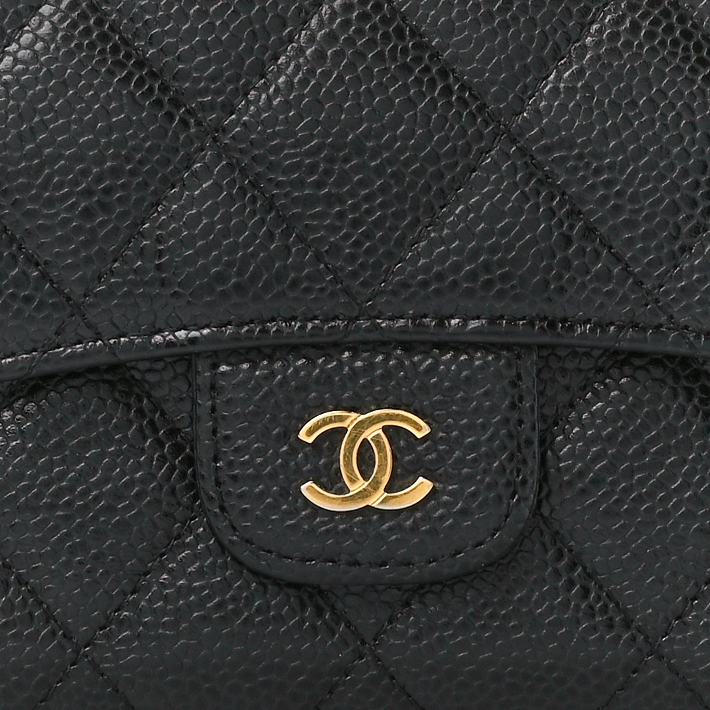 Caviar Quilted Large Flap Wallet Black
