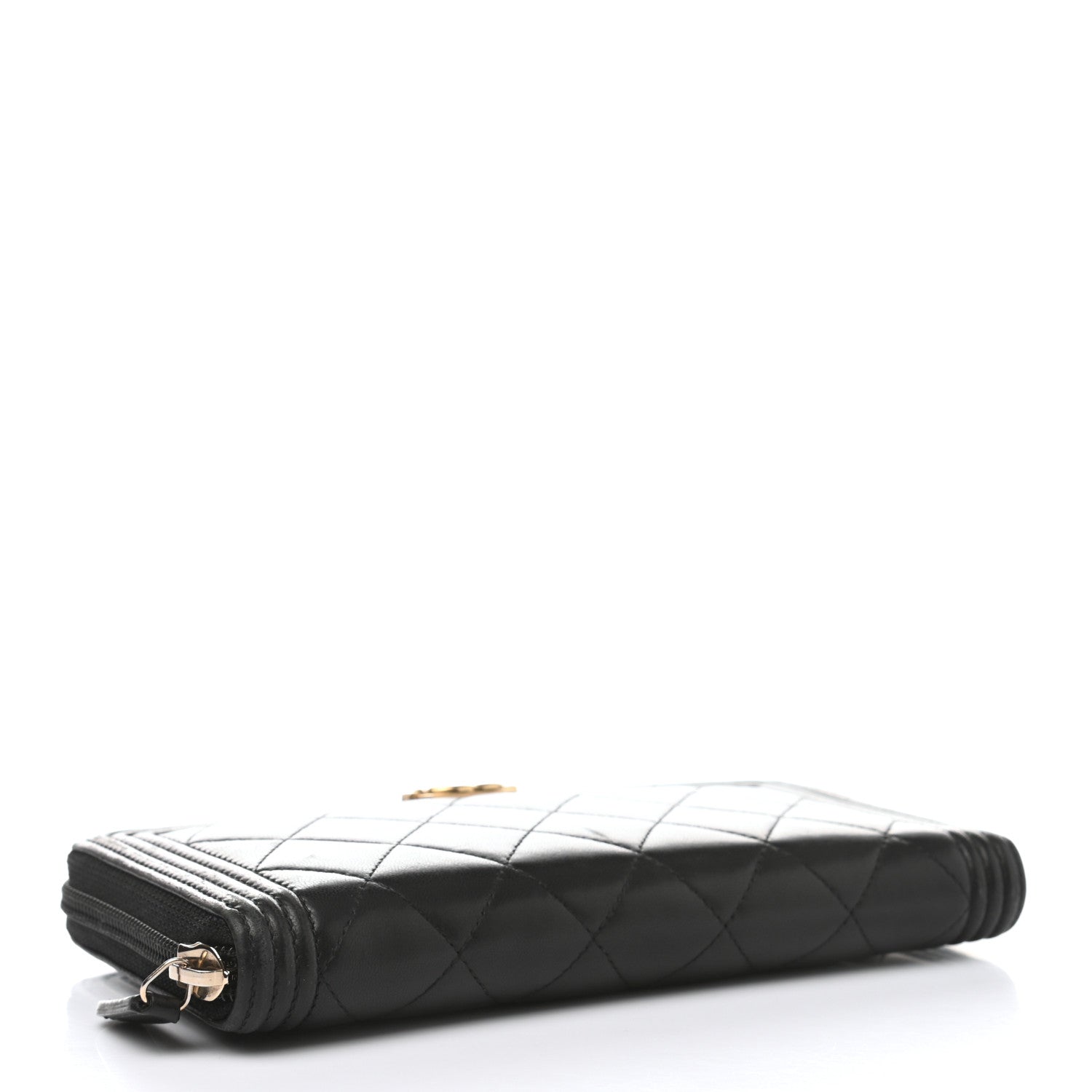 Chanel Lambskin Quilted Boy Zip Around Wallet Black 4 of 10