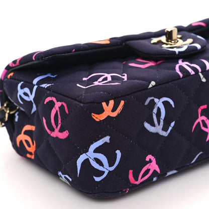 Chanel Jersey Quilted Mini Rectangular Flap Navy Blue Multicolor 9 of 12
