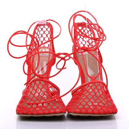 Bottega Veneta Mesh Nappa Stretch Ankle Tie Sandals 39 Tomato 3 of 11