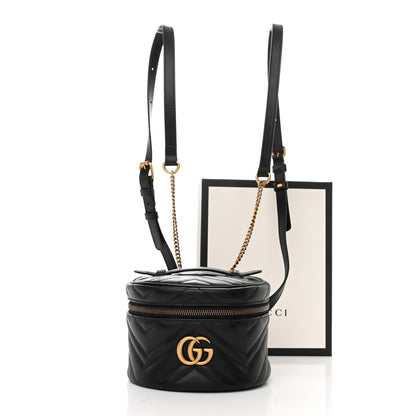 Gucci Calfskin Matelasse Mini GG Marmont Round Backpack Black 11 of 11