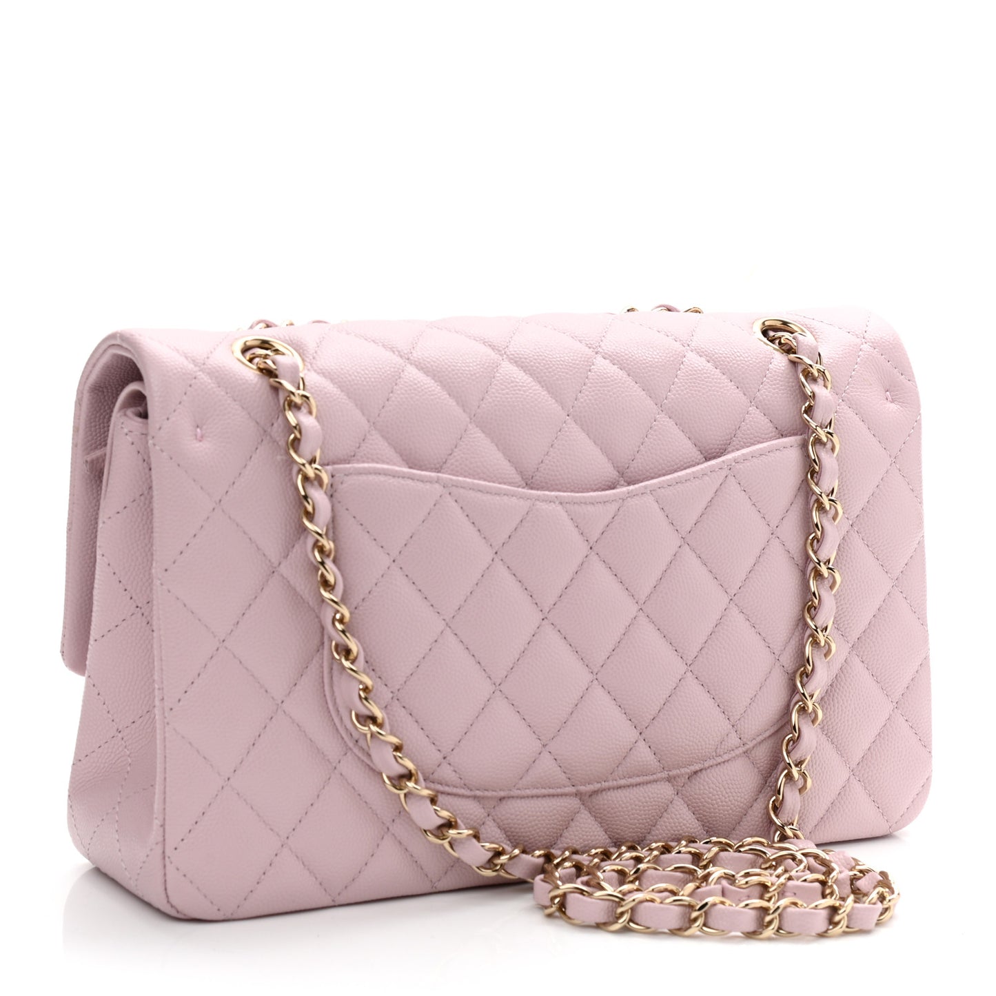 Caviar Quilted Medium Double Flap Light Pink