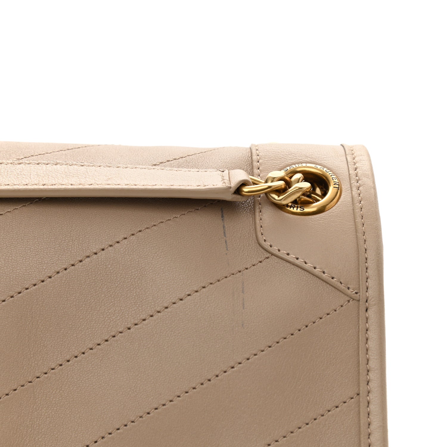 Saint Laurent Lambskin Matelasse Monogram Medium Niki Chain Satchel Dark Beige 11 of 11