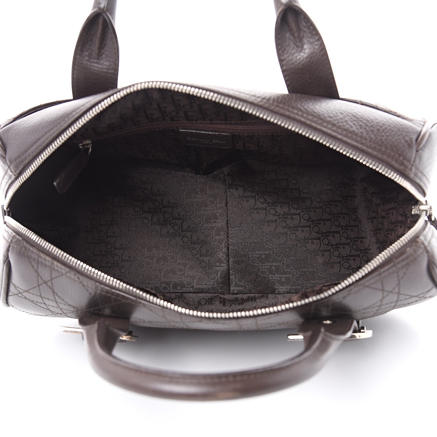 Christian Dior Calfskin Cannage Handbag Dark Brown 5 of 12
