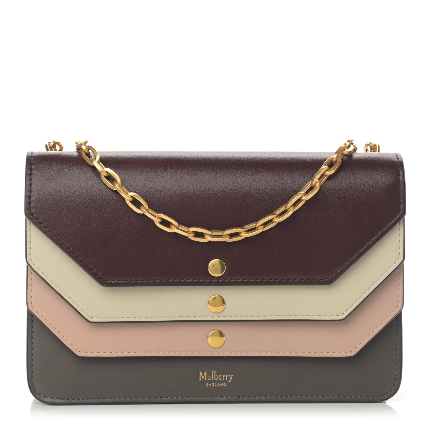Mulberry Smooth Calfskin Multiflap Chain Clutch Oxblood Multicolor 1 of 14