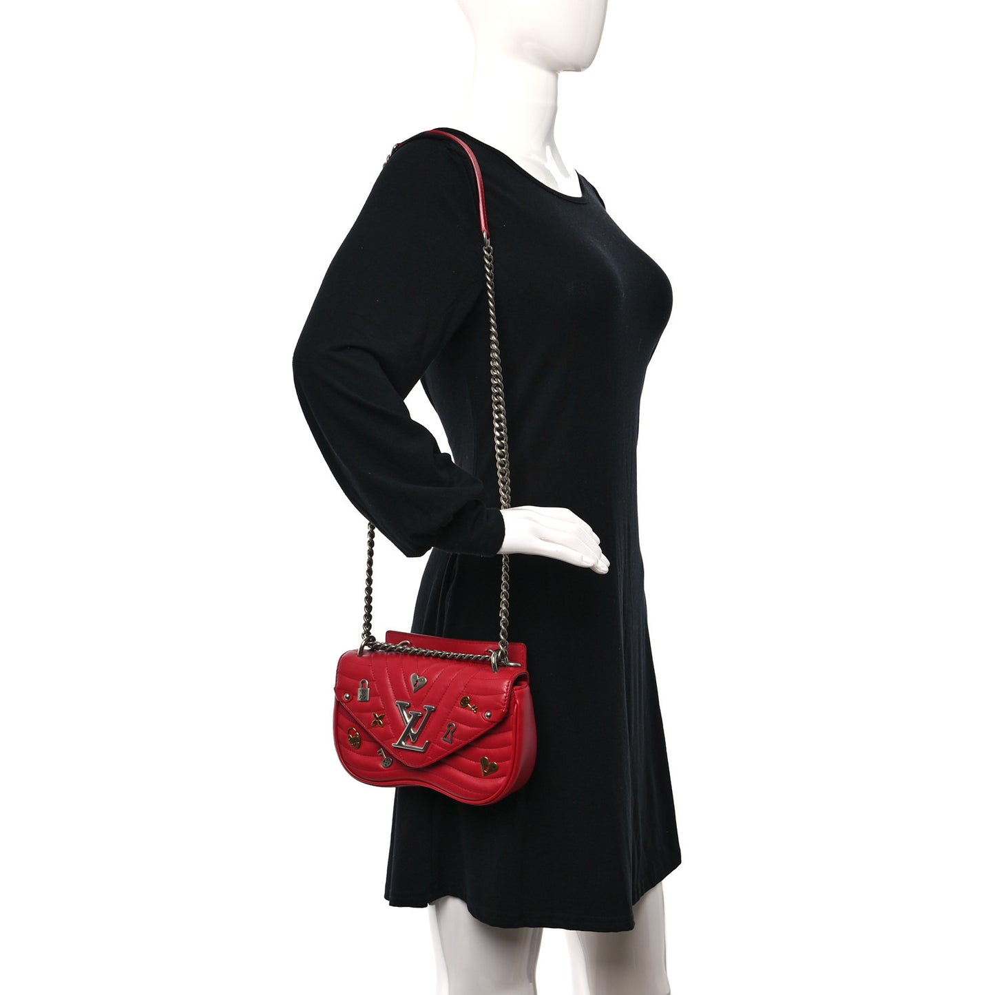 Calfskin Love Lock New Wave Chain PM Scarlet