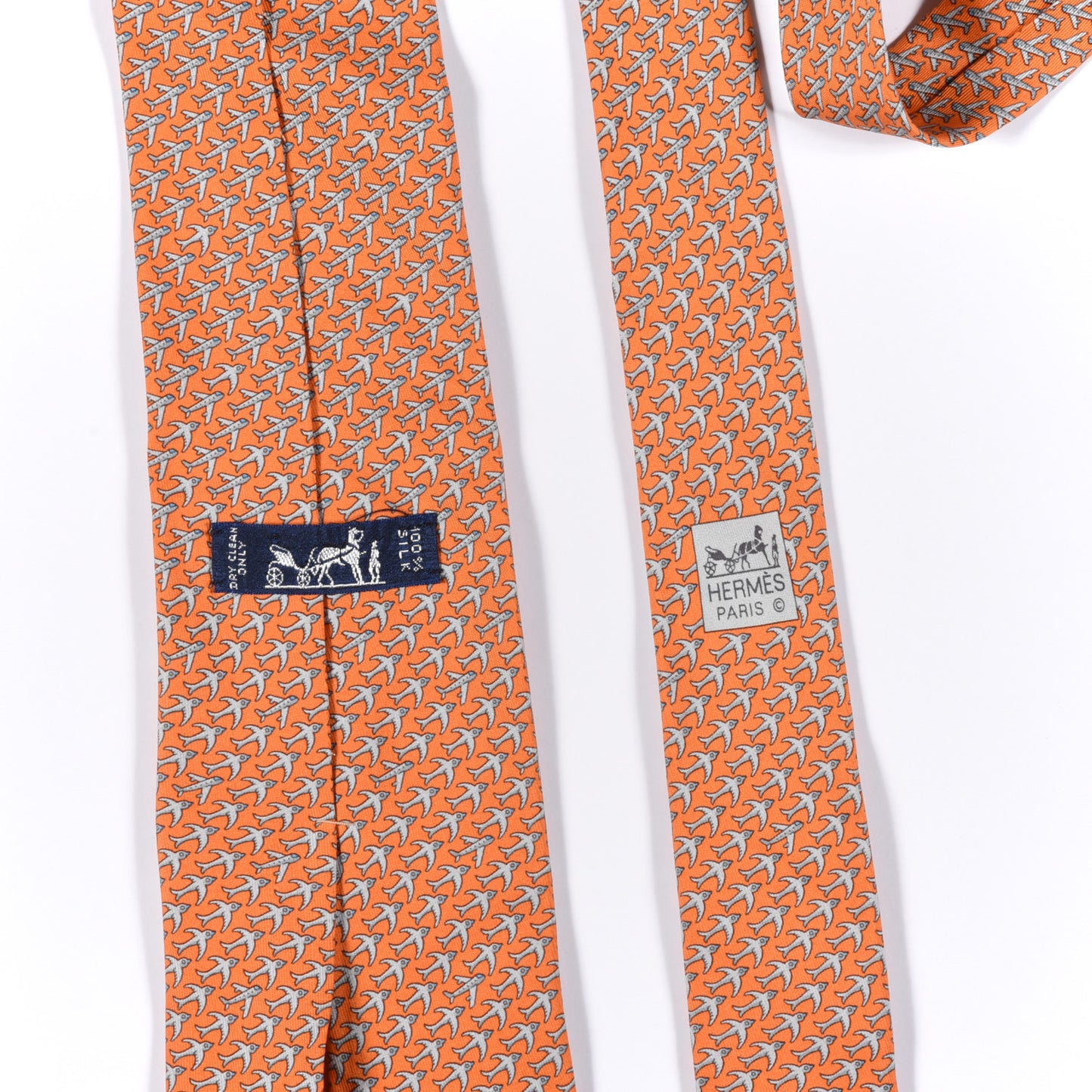 Silk Printed Mens Neck Tie Orange