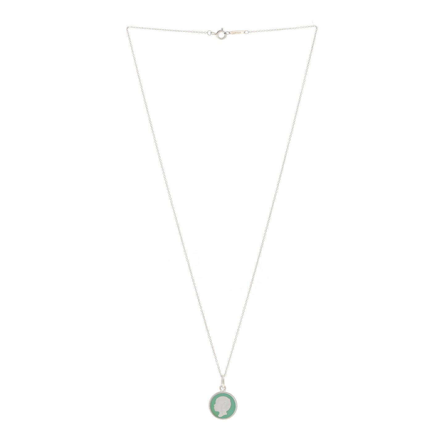 Sterling Silver Enamel Boy Pendant Necklace Blue