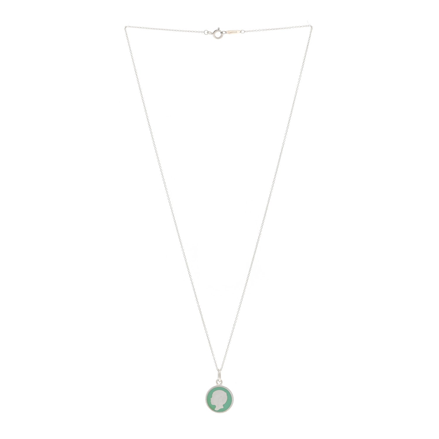 Tiffany Sterling Silver Enamel Boy Pendant Necklace Blue 3 of 5