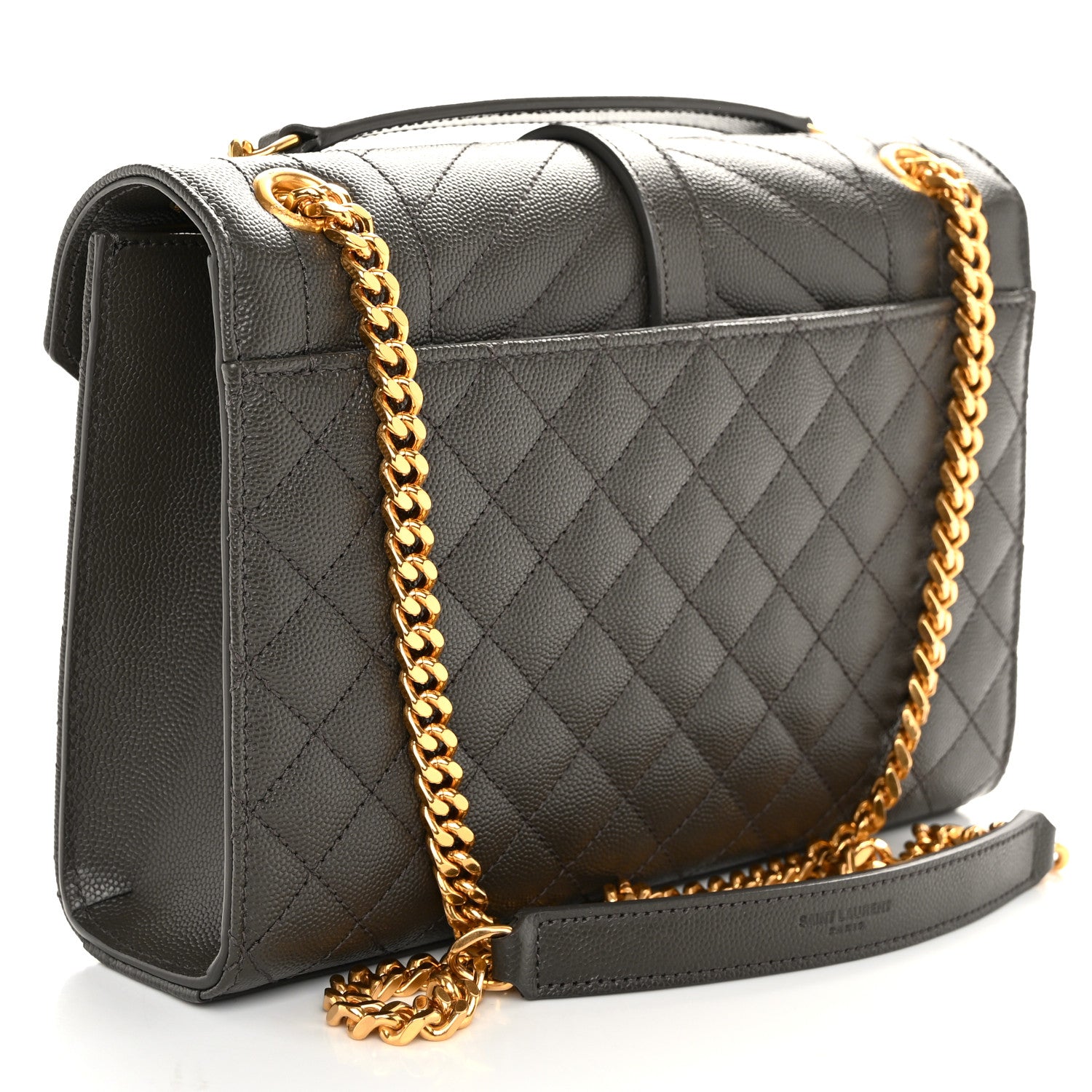 Saint Laurent Grain De Poudre Textured Mixed Matelasse Triquilt Medium Monogram Satchel Pebble 3 of 11