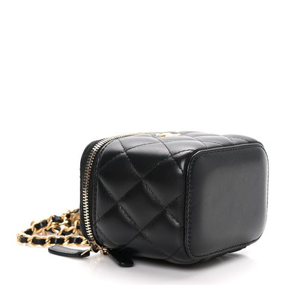 Chanel Lambskin Quilted Mini Pearl Crush Vanity Case With Chain Black 4 of 12