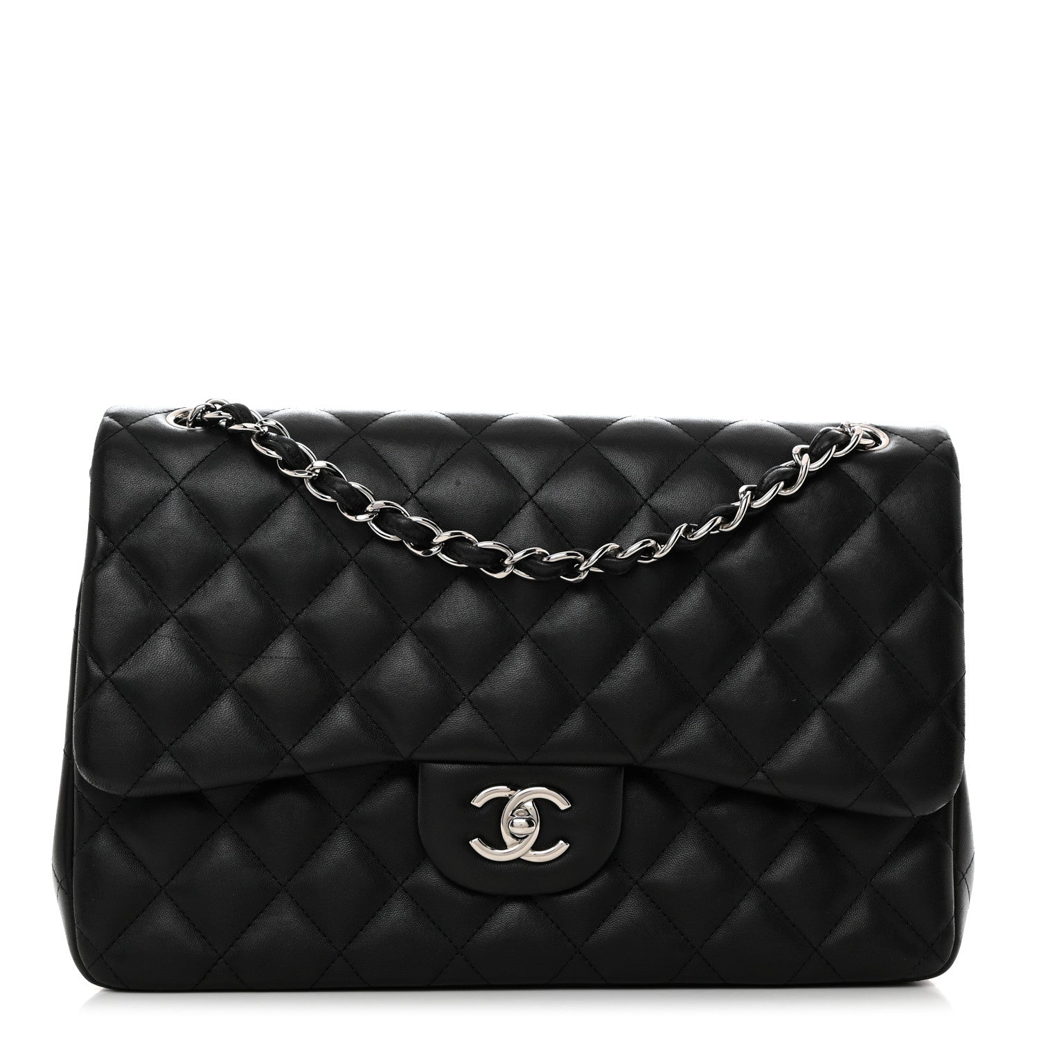 Chanel Lambskin Quilted Jumbo Double Flap Black 1 of 12