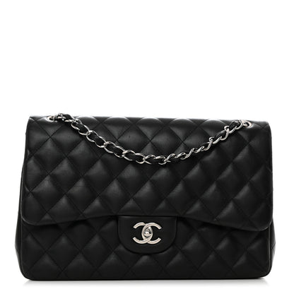 Chanel Lambskin Quilted Jumbo Double Flap Black 1 of 12