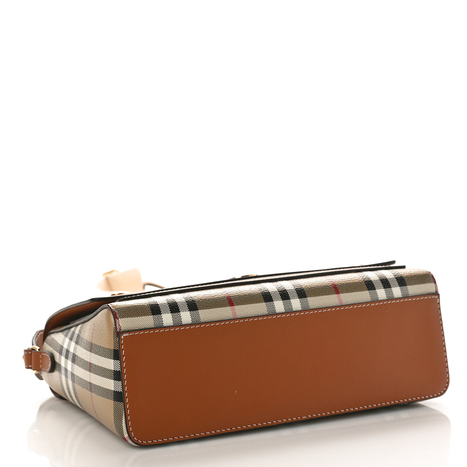 Burberry Coated Canvas Calfskin Vintage Check Medium Note Crossbody Bag Briar Brown 4 of 8