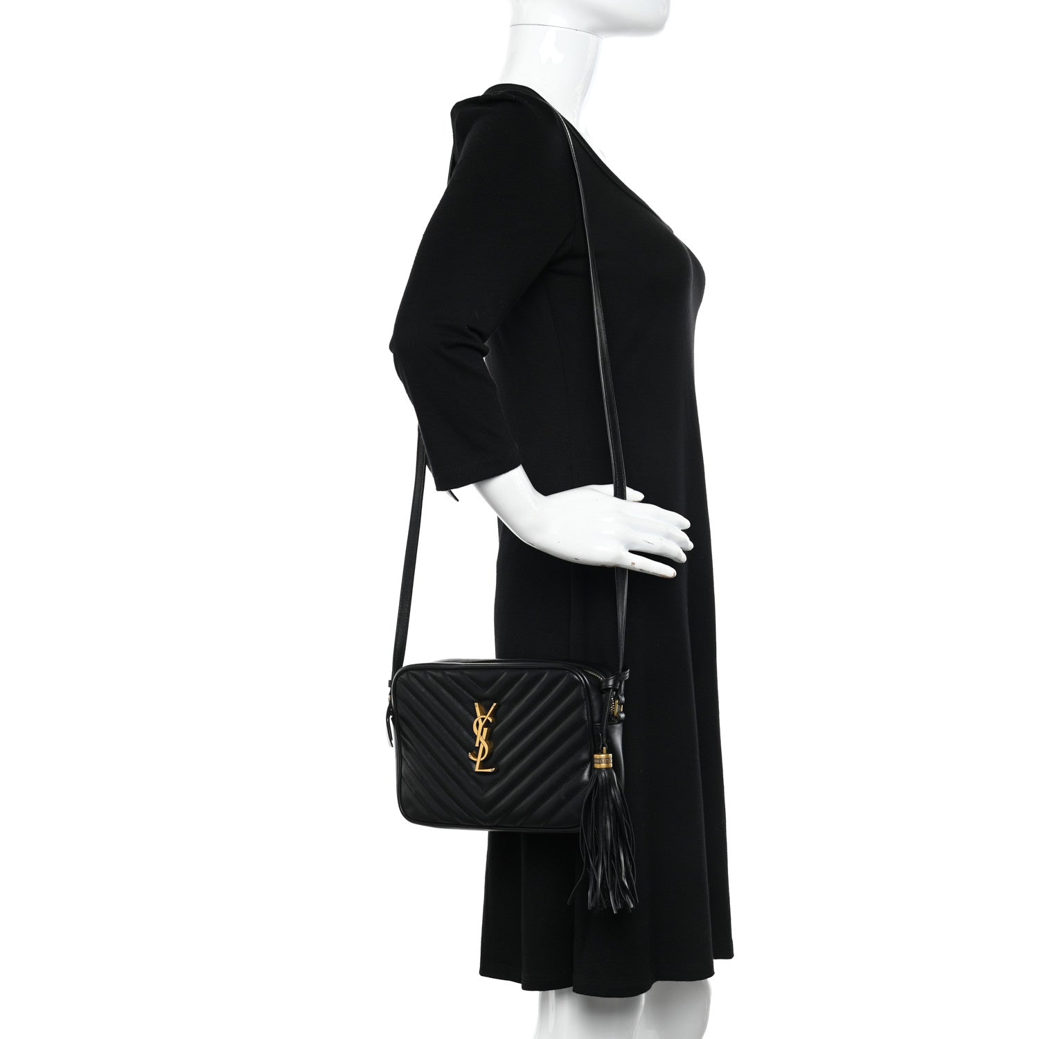 Saint Laurent SAINT LAURENT Calfskin Matelasse Monogram Lou Camera Bag Black 2 of 11