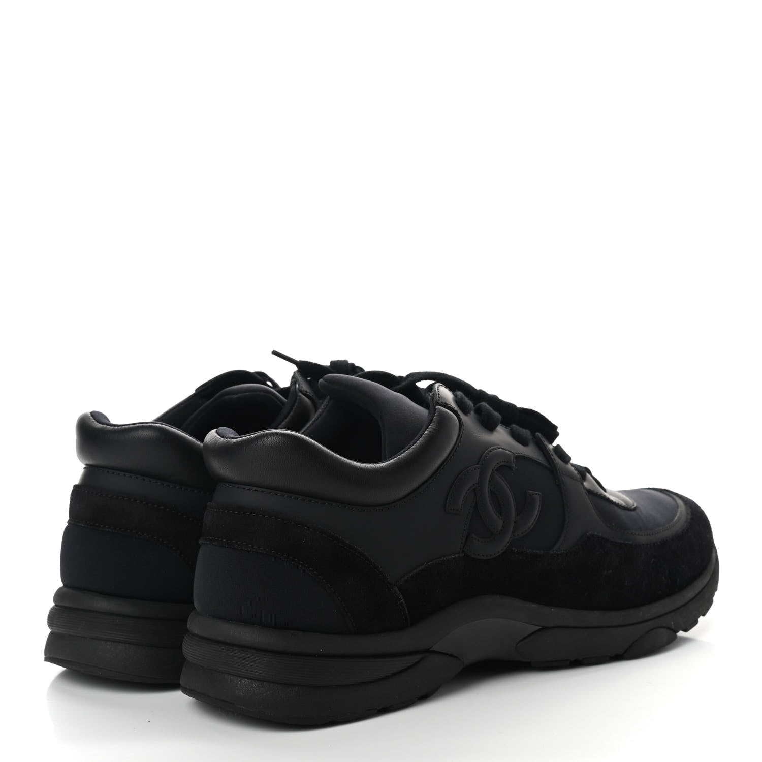 Chanel Toile Suede Calfskin CC Sneakers 39.5 Black 4 of 7
