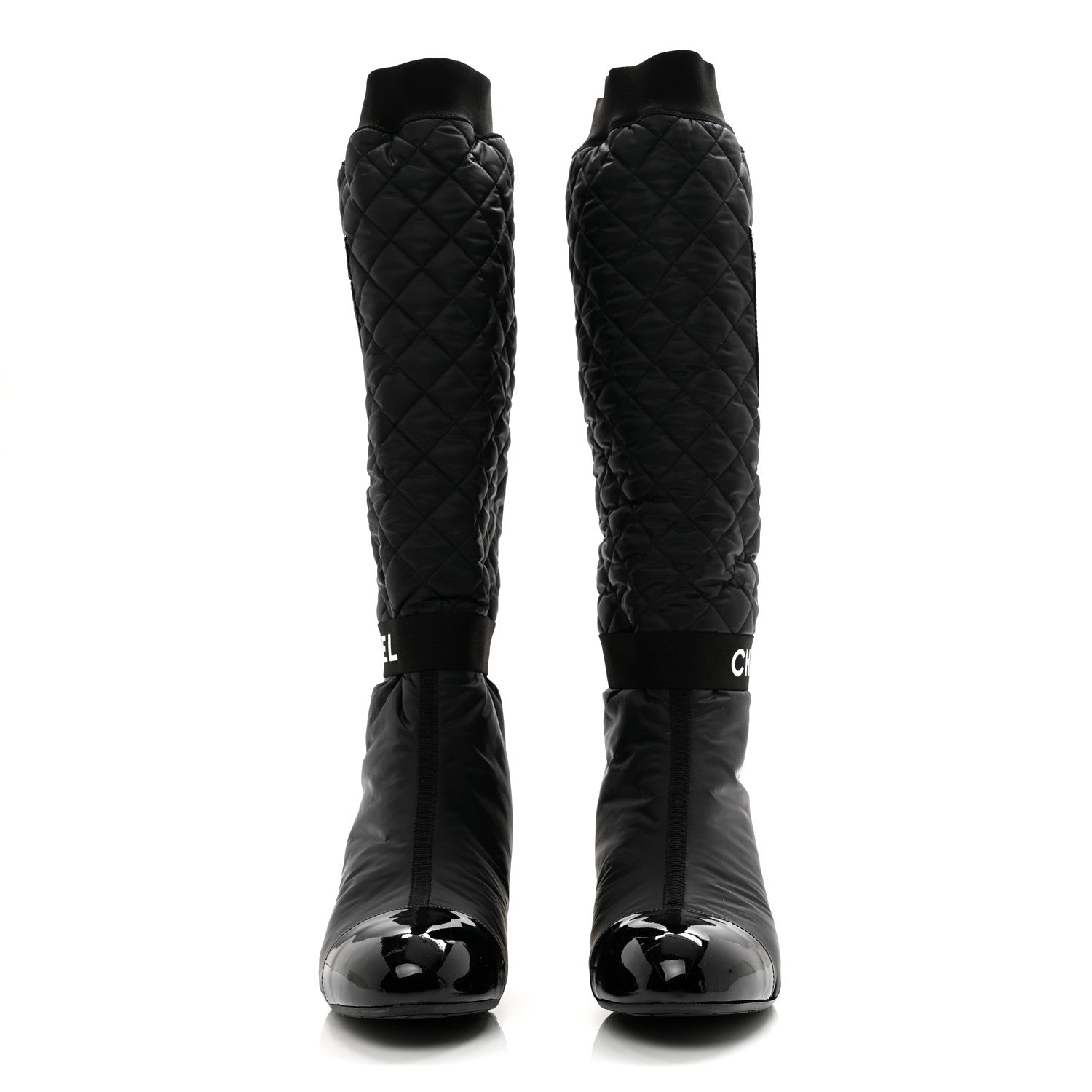 Chanel Mixed Fibers Lambskin Patent Calfskin Convertible High Boots 41 Black 2 of 10