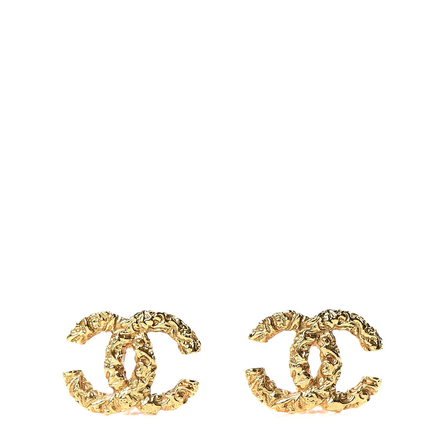 Textured CC Clip On Earrings Gold