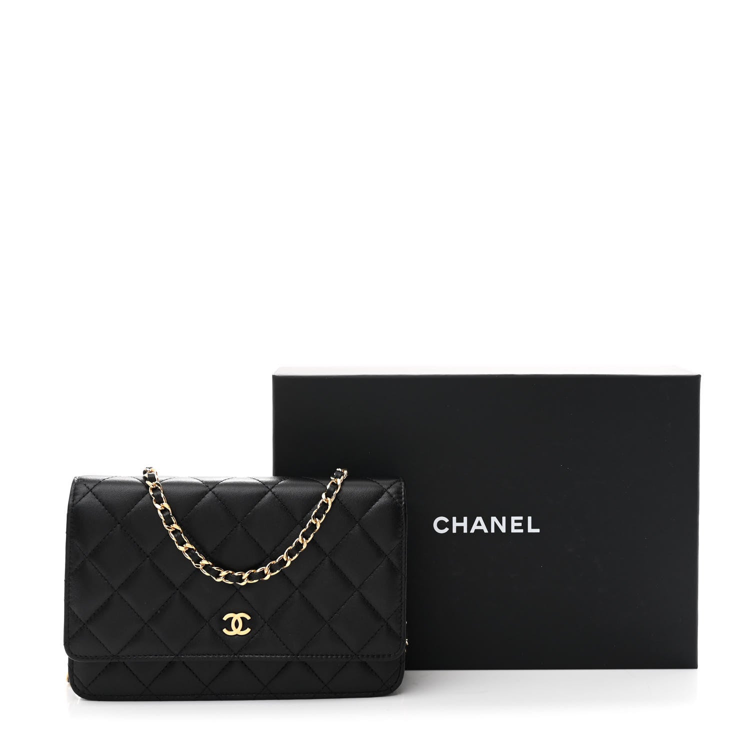 Chanel Lambskin Quilted Wallet On Chain WOC Black 11 of 11