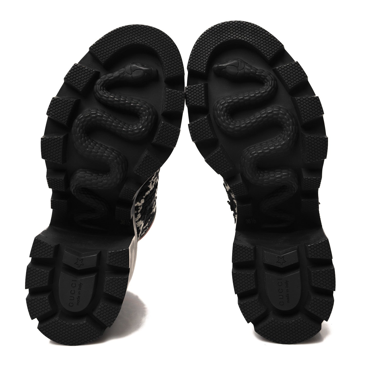 Gucci Tweed GG Monogram Lace Up Combat Ankle Boots 36.5 Black 5 of 8